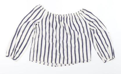 Miss Selfridge Womens Blue Striped  Basic Blouse Size 10
