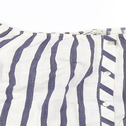 Miss Selfridge Womens Blue Striped  Basic Blouse Size 10