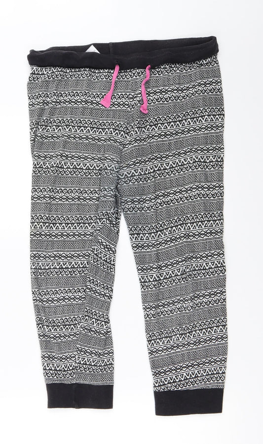 Primark Womens Black Geometric  Cropped Trousers Size 10 L21 in