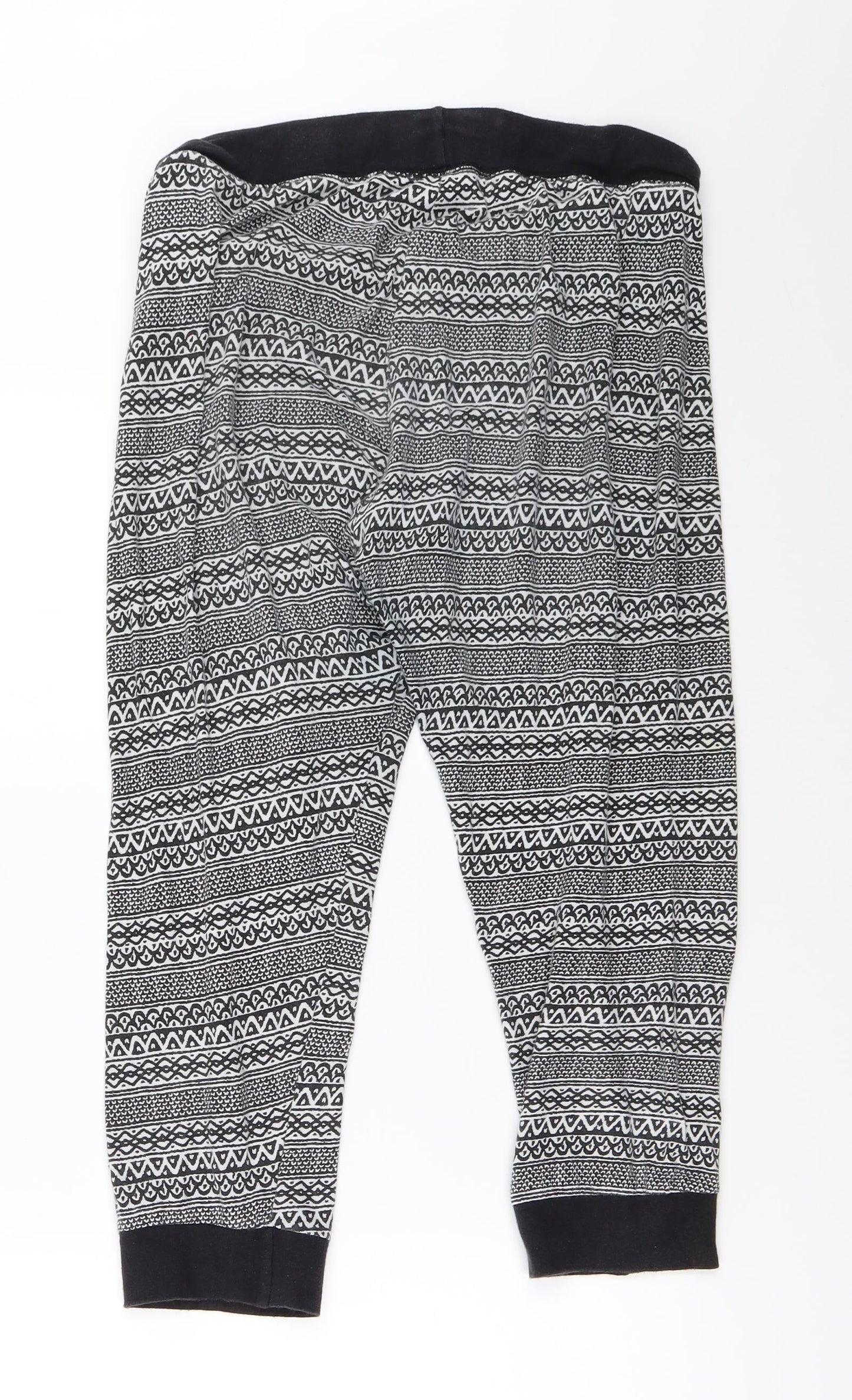 Primark Womens Black Geometric  Cropped Trousers Size 10 L21 in