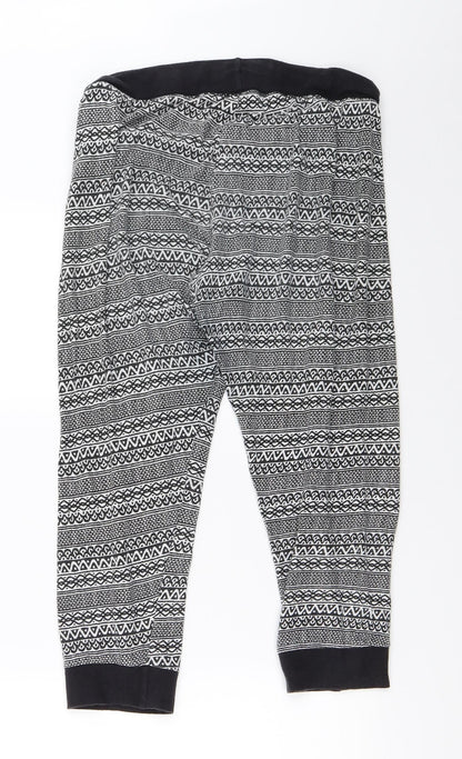Primark Womens Black Geometric  Cropped Trousers Size 10 L21 in