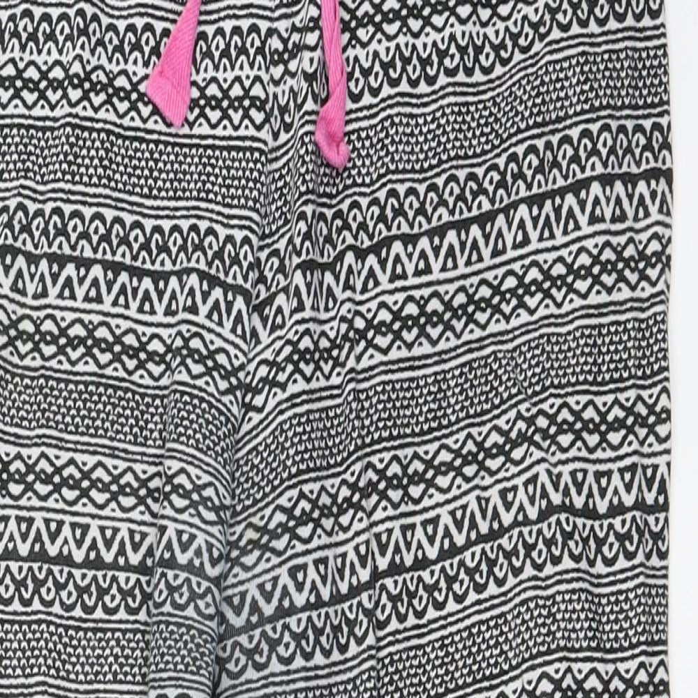 Primark Womens Black Geometric  Cropped Trousers Size 10 L21 in