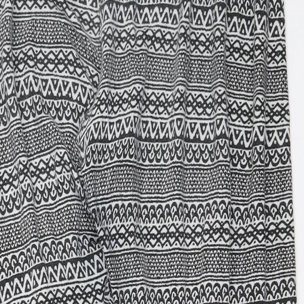 Primark Womens Black Geometric  Cropped Trousers Size 10 L21 in