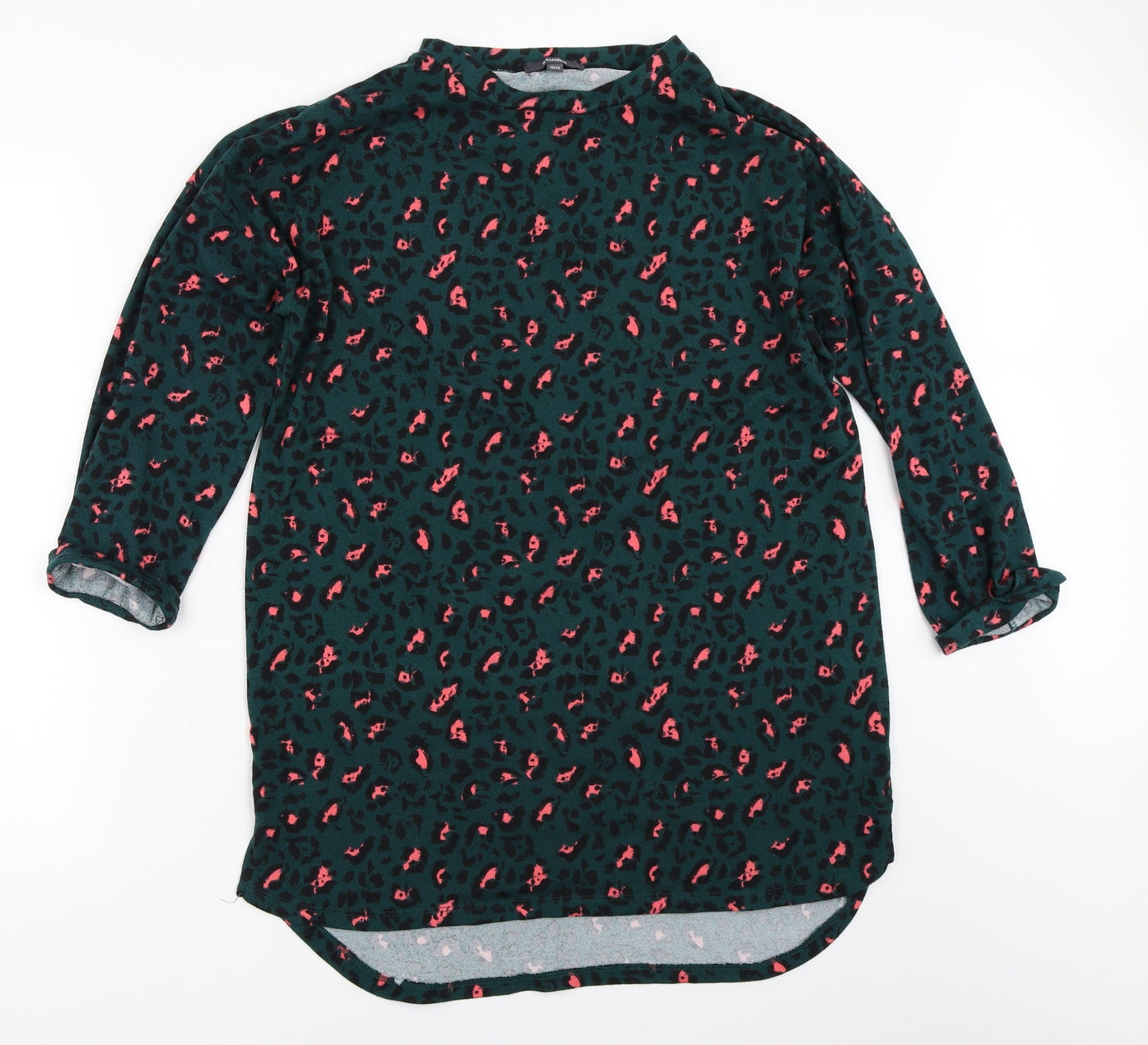 Studio Womens Green Animal Print  Pullover Jumper Size 12