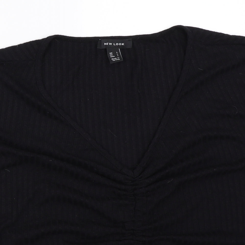 Womens UK Size L New Look Black Basic Blouse