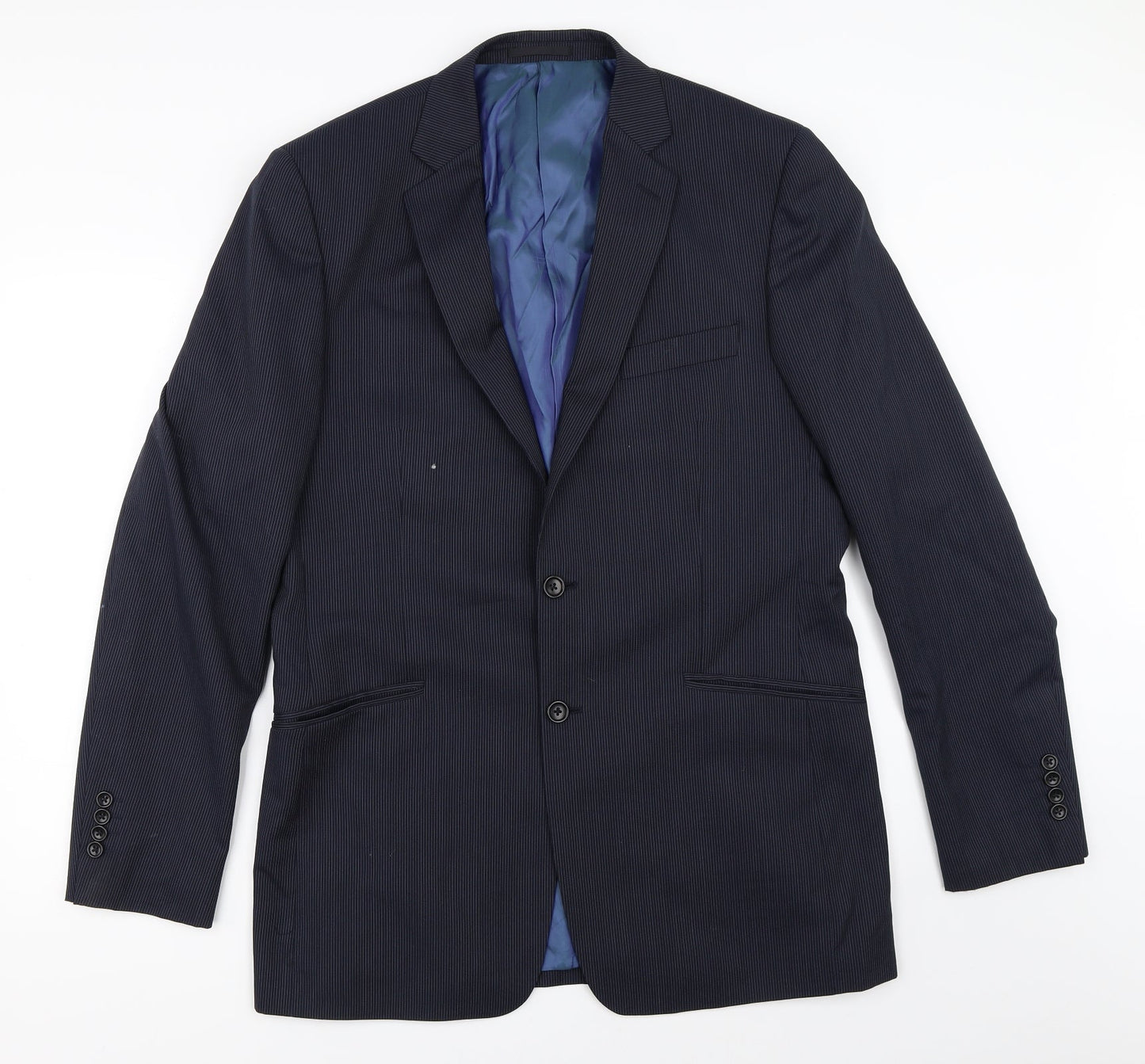 Mens UK Size 40 Charlton Gray Regular Blue Suit Jacket