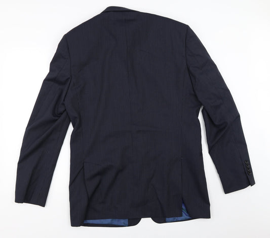 Mens UK Size 40 Charlton Gray Regular Blue Suit Jacket