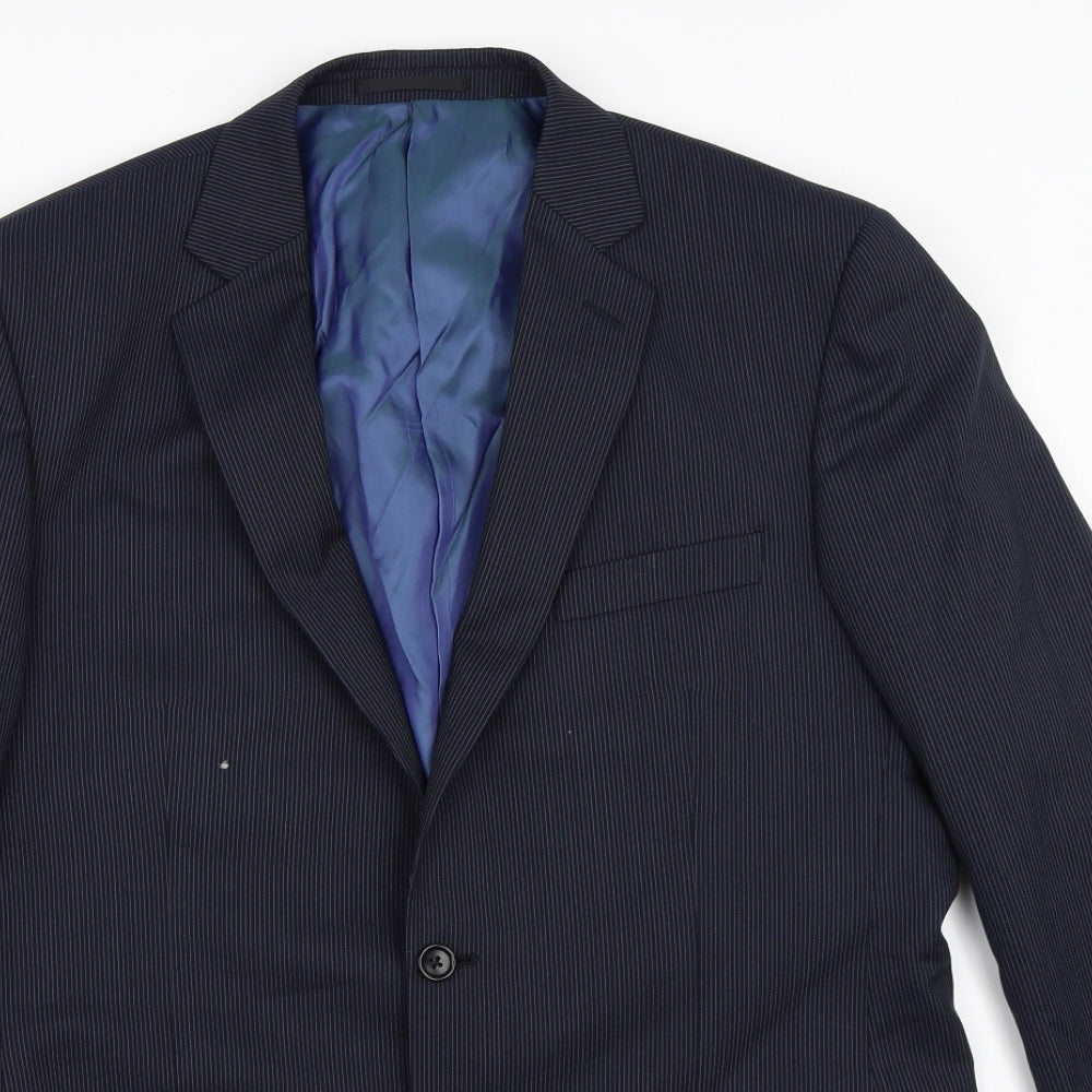 Mens UK Size 40 Charlton Gray Regular Blue Suit Jacket
