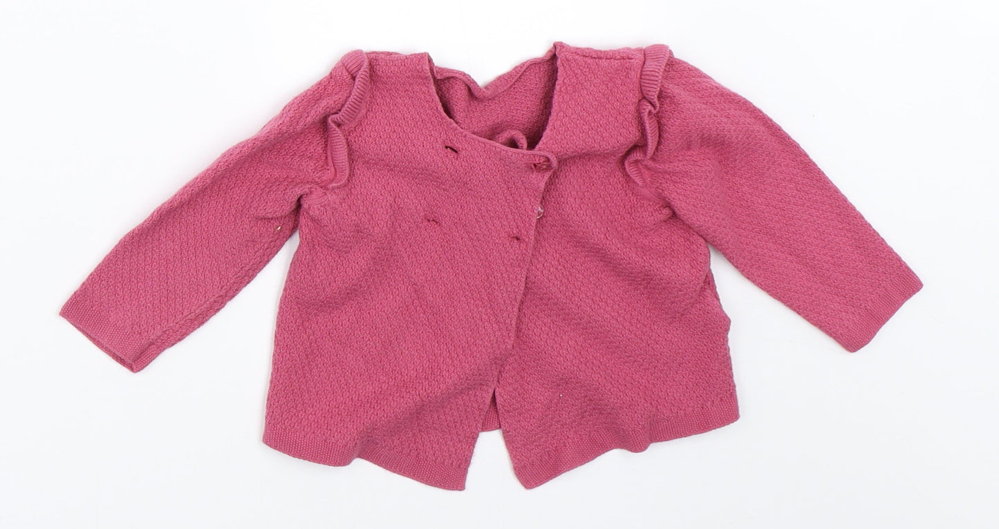 Marks and Spencer Girls Pink   Cardigan Jumper Size 6-9 Months