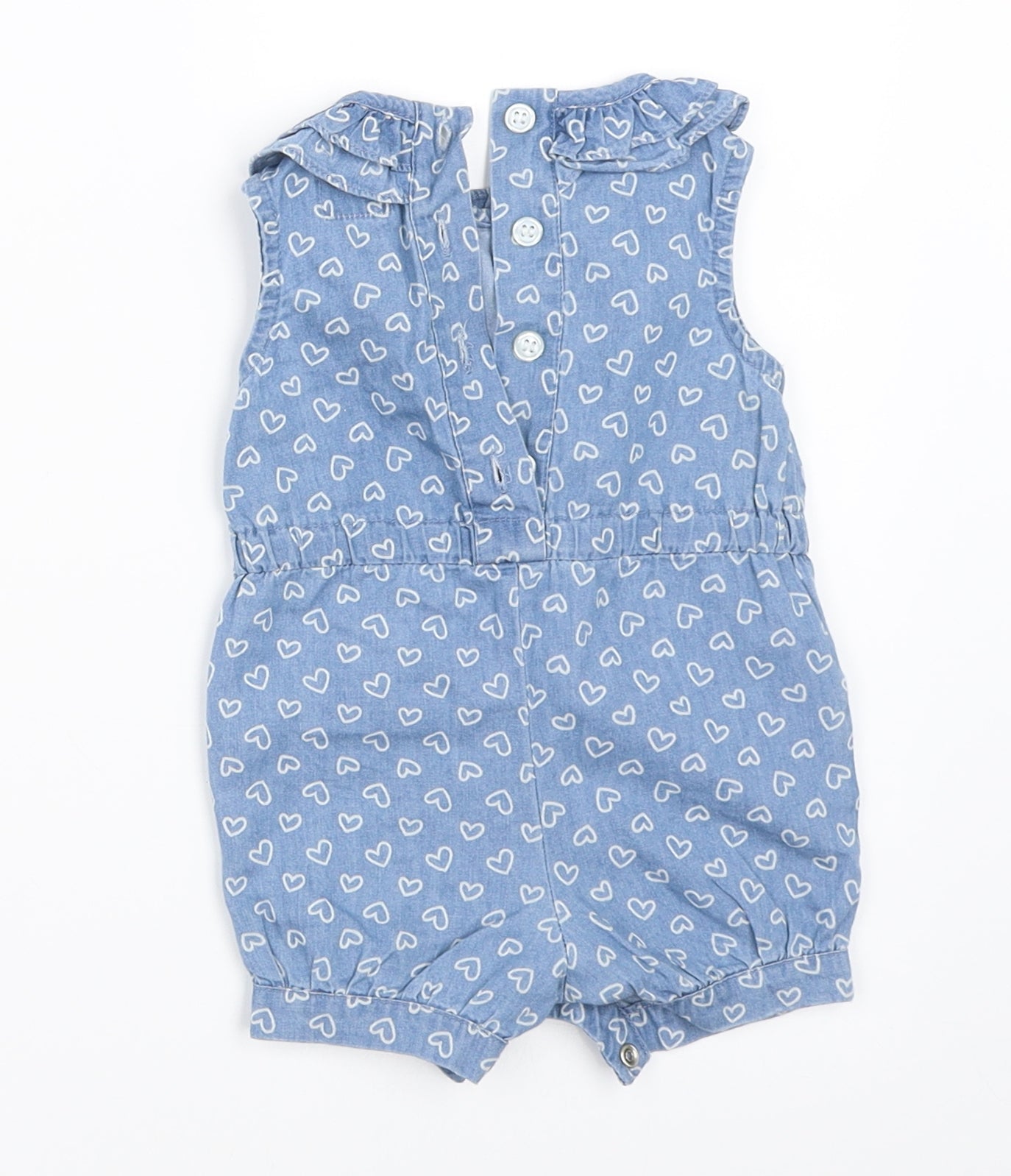 Earlydays Girls Blue  Denim Romper One-Piece Size 0-3 Months
