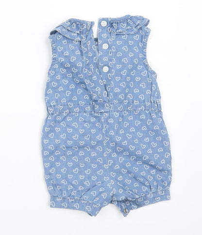 Earlydays Girls Blue  Denim Romper One-Piece Size 0-3 Months