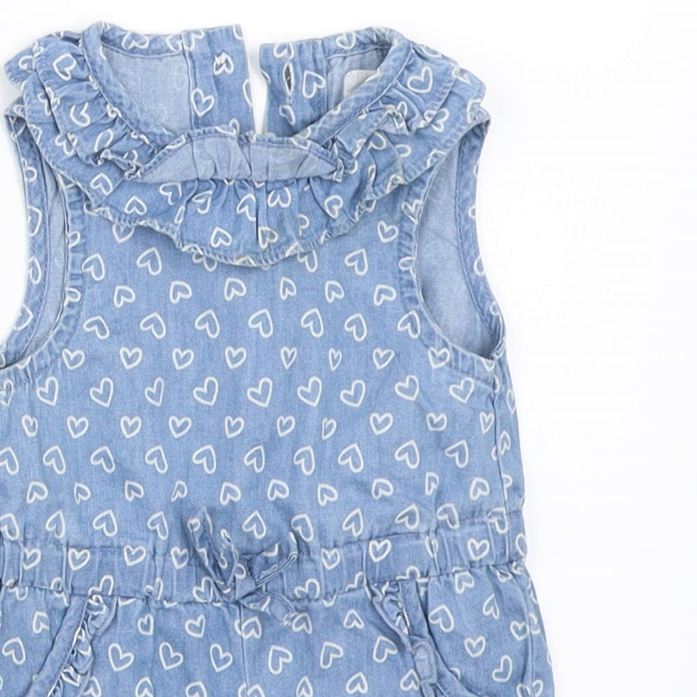 Earlydays Girls Blue  Denim Romper One-Piece Size 0-3 Months