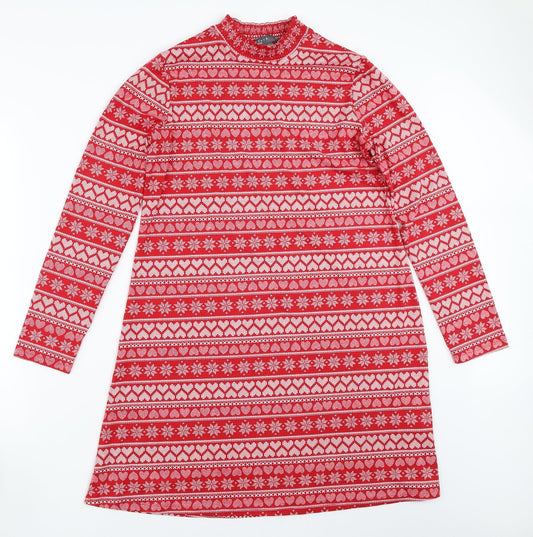 Matalan Womens Red Fair Isle  Trapeze & Swing  Size 10