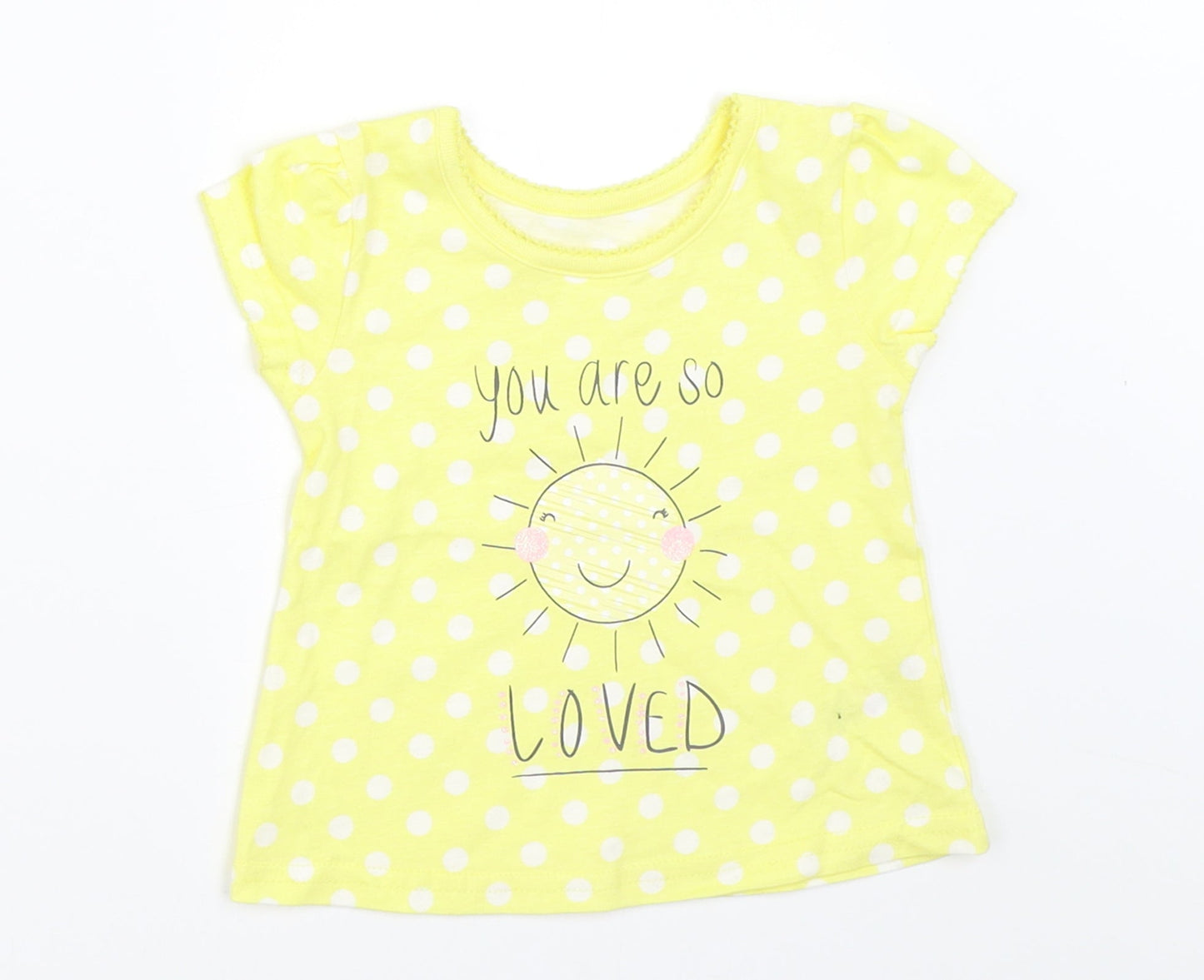 George Girls Yellow Polka Dot  Basic T-Shirt Size 0-3 Months