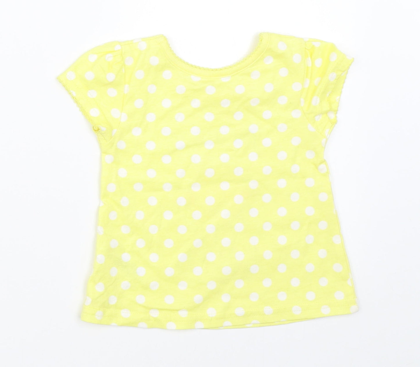 George Girls Yellow Polka Dot  Basic T-Shirt Size 0-3 Months