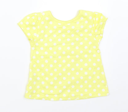 George Girls Yellow Polka Dot  Basic T-Shirt Size 0-3 Months