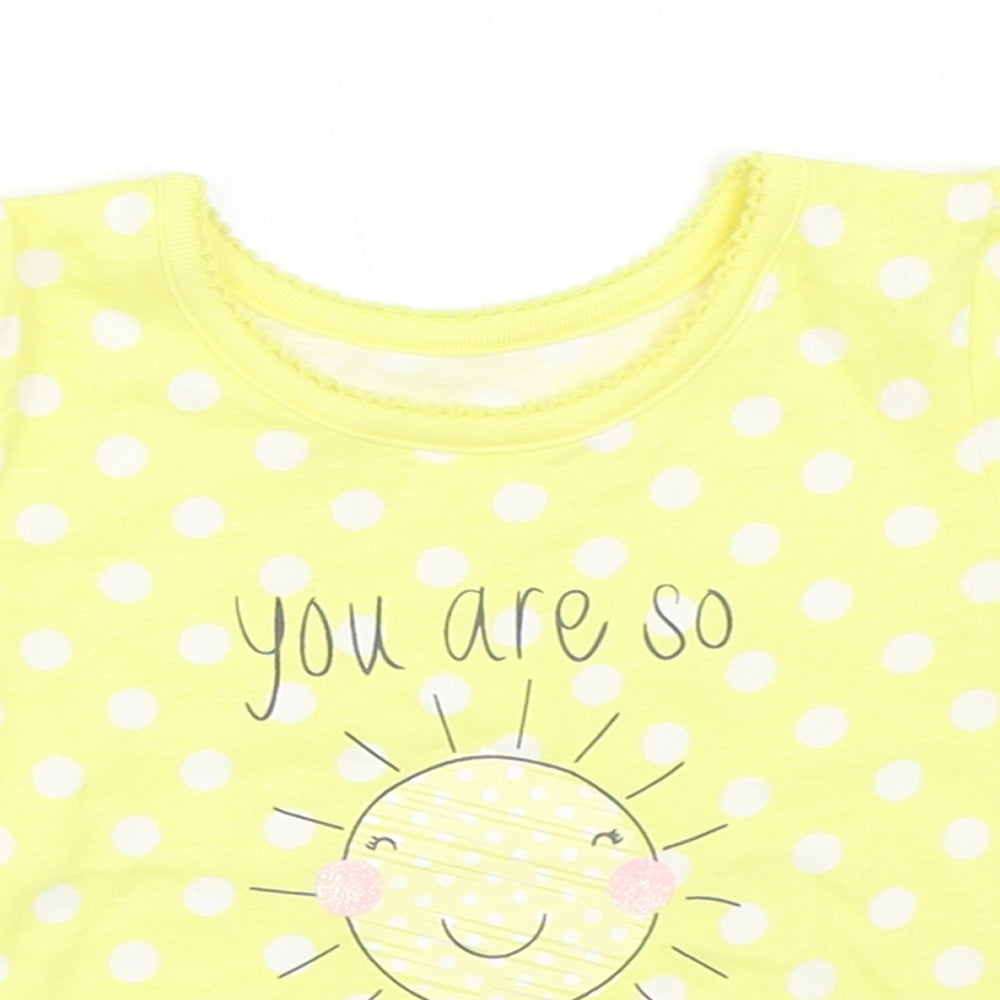 George Girls Yellow Polka Dot  Basic T-Shirt Size 0-3 Months