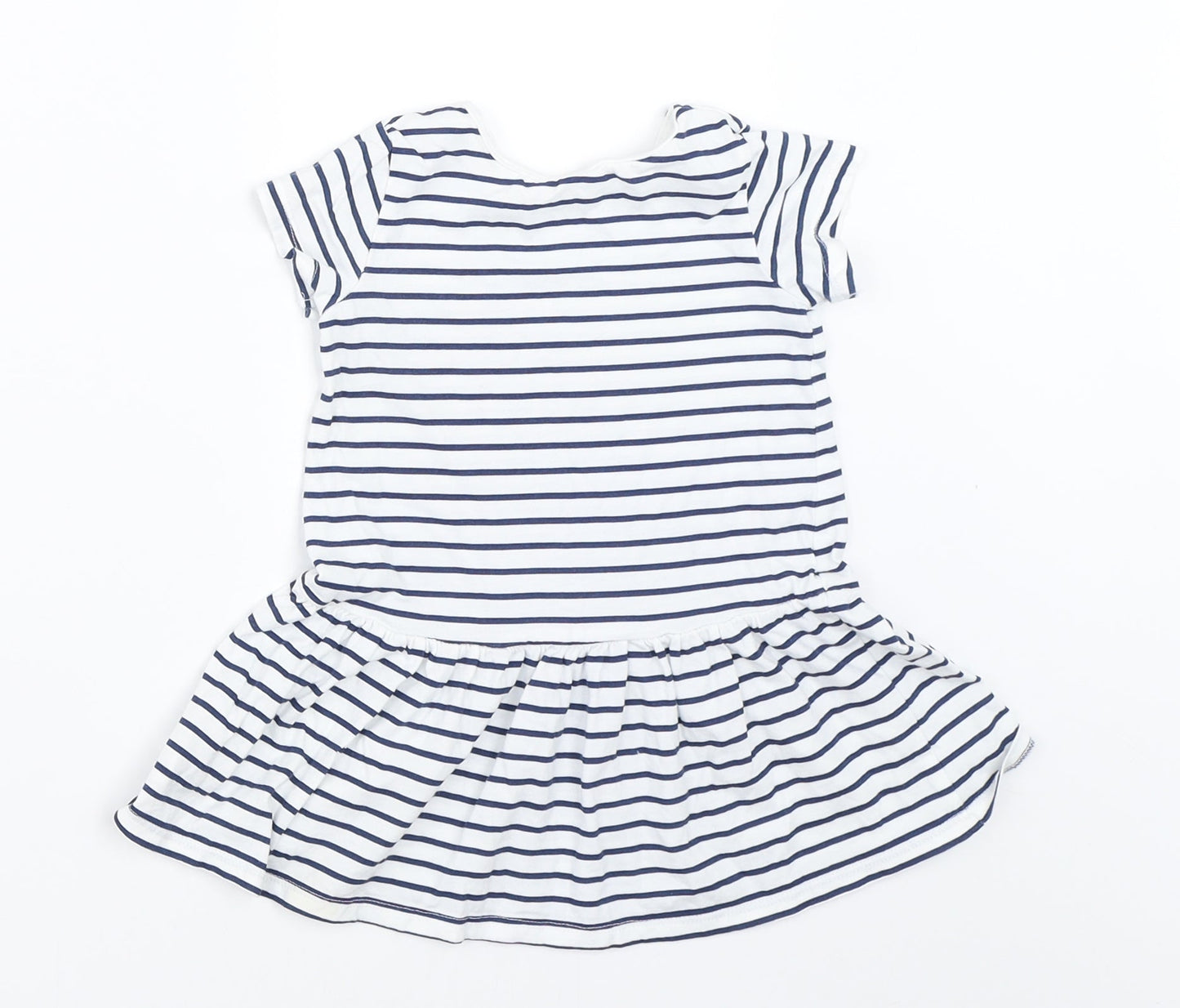 H&M Girls White Striped  T-Shirt Dress  Size 6-9 Months