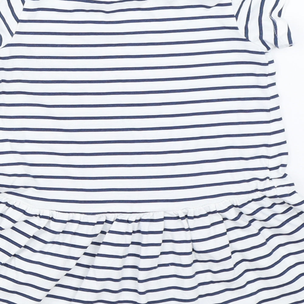 H&M Girls White Striped  T-Shirt Dress  Size 6-9 Months