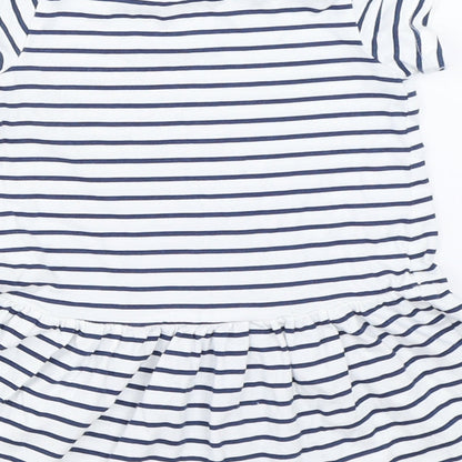 H&M Girls White Striped  T-Shirt Dress  Size 6-9 Months