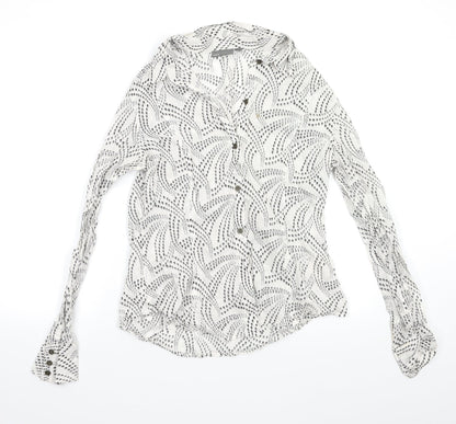 Mexx Womens White Geometric  Basic Button-Up