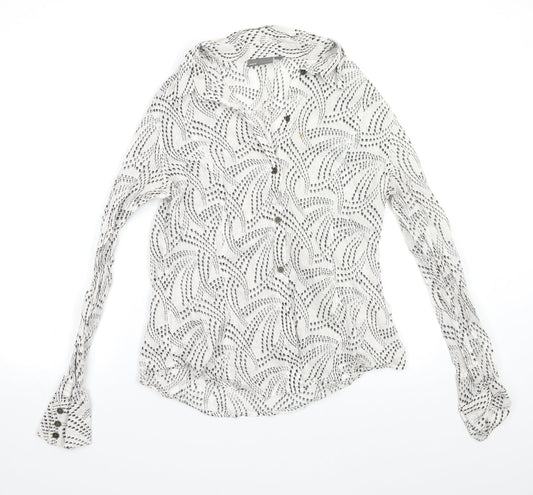 Mexx Womens White Geometric  Basic Button-Up