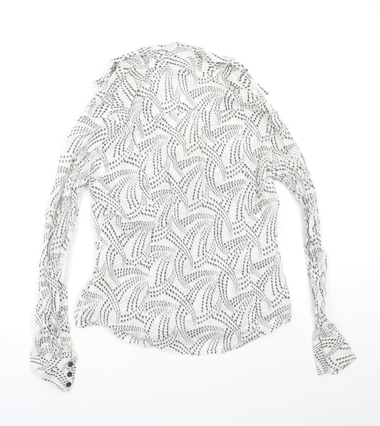 Mexx Womens White Geometric  Basic Button-Up