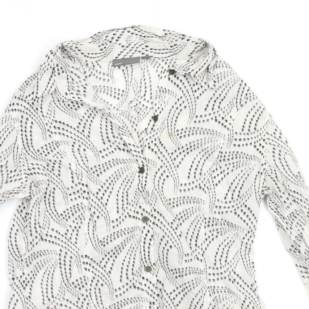 Mexx Womens White Geometric  Basic Button-Up