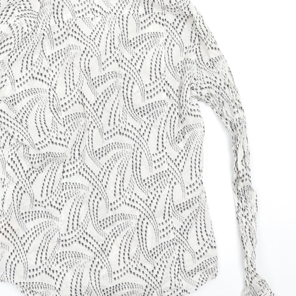 Mexx Womens White Geometric  Basic Button-Up