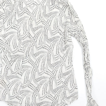 Mexx Womens White Geometric  Basic Button-Up