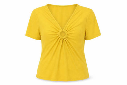 Womens UK Size XL Pieces Yellow Basic Blouse