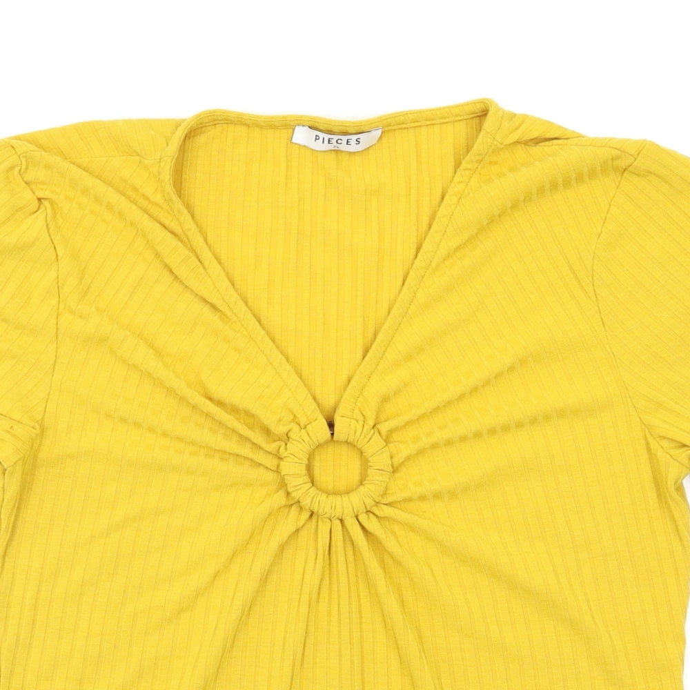 Womens UK Size XL Pieces Yellow Basic Blouse
