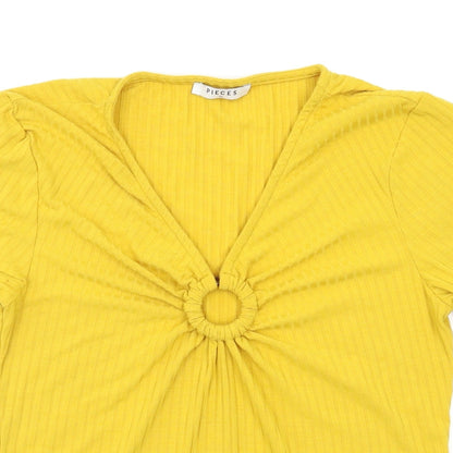 Womens UK Size XL Pieces Yellow Basic Blouse