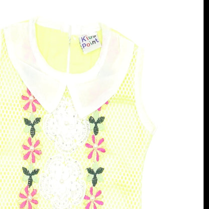 Preworn Girls Yellow Floral  Basic Blouse Size 2-3 Years