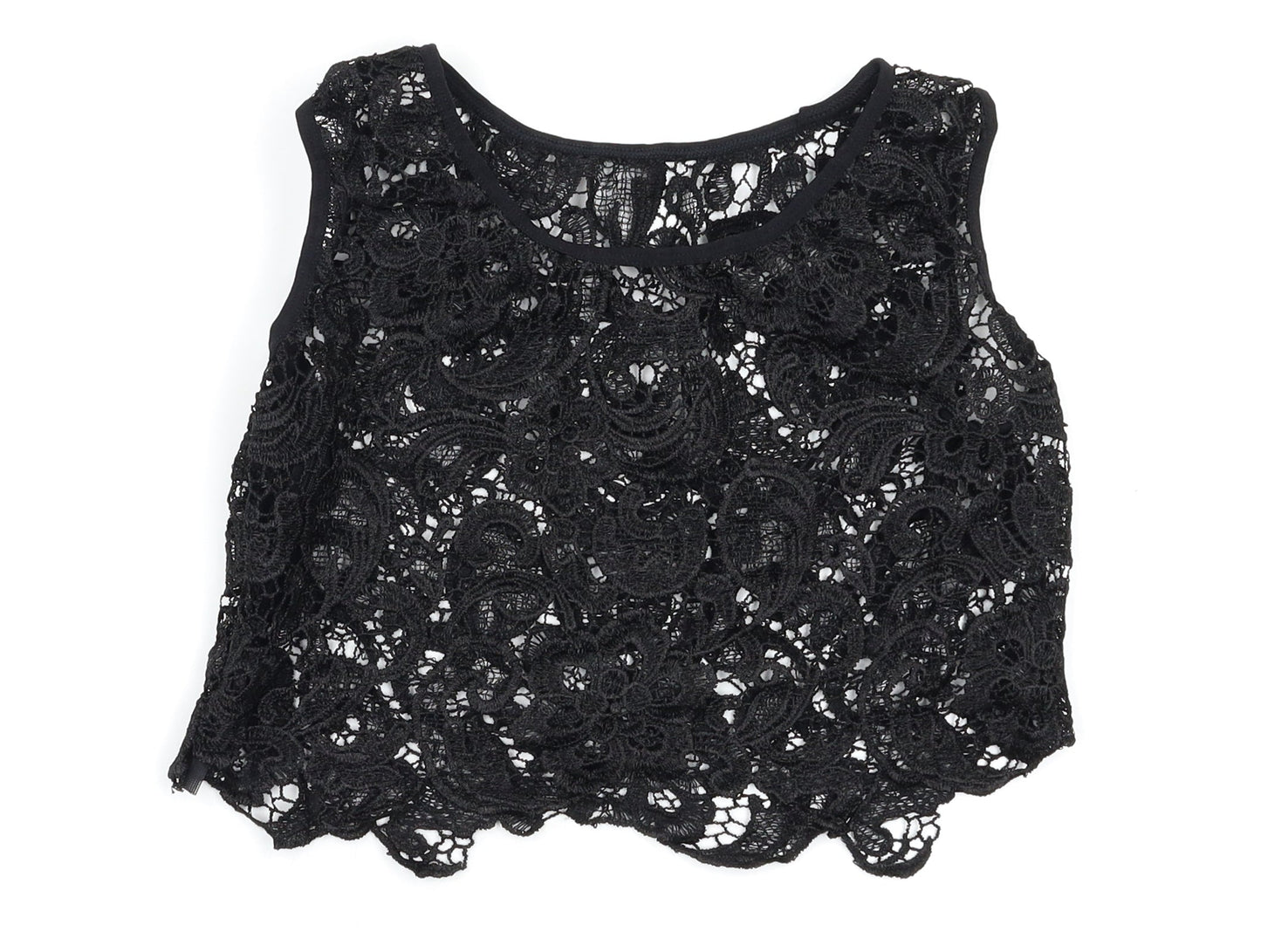 Womens UK Size S Preworn Black Cropped Tank