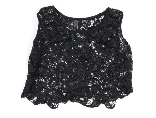 Womens UK Size S Preworn Black Cropped Tank