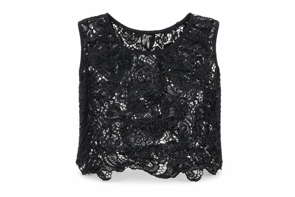 Womens UK Size S Preworn Black Cropped Tank
