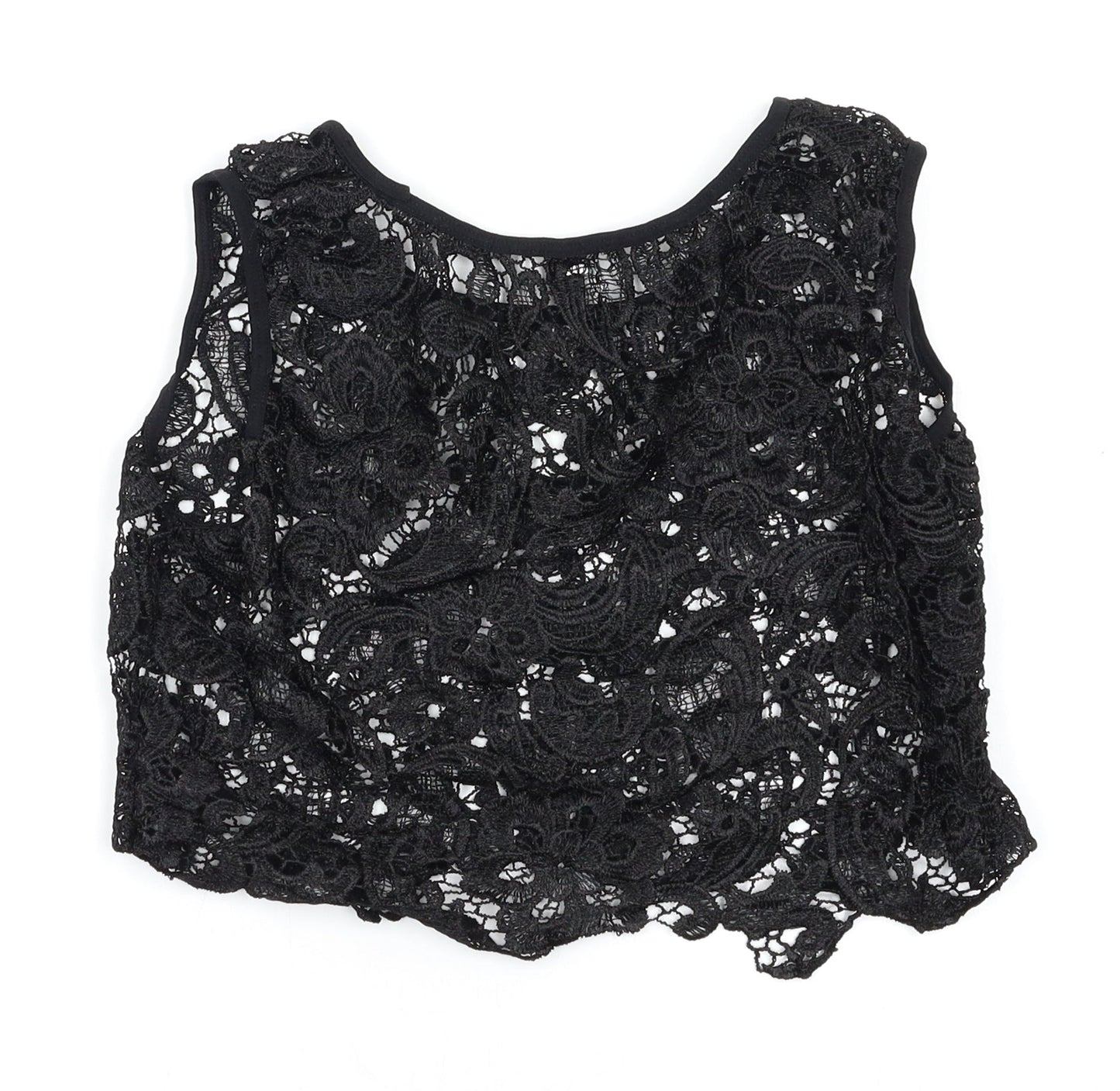 Womens UK Size S Preworn Black Cropped Tank