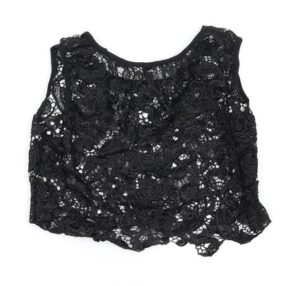 Womens UK Size S Preworn Black Cropped Tank