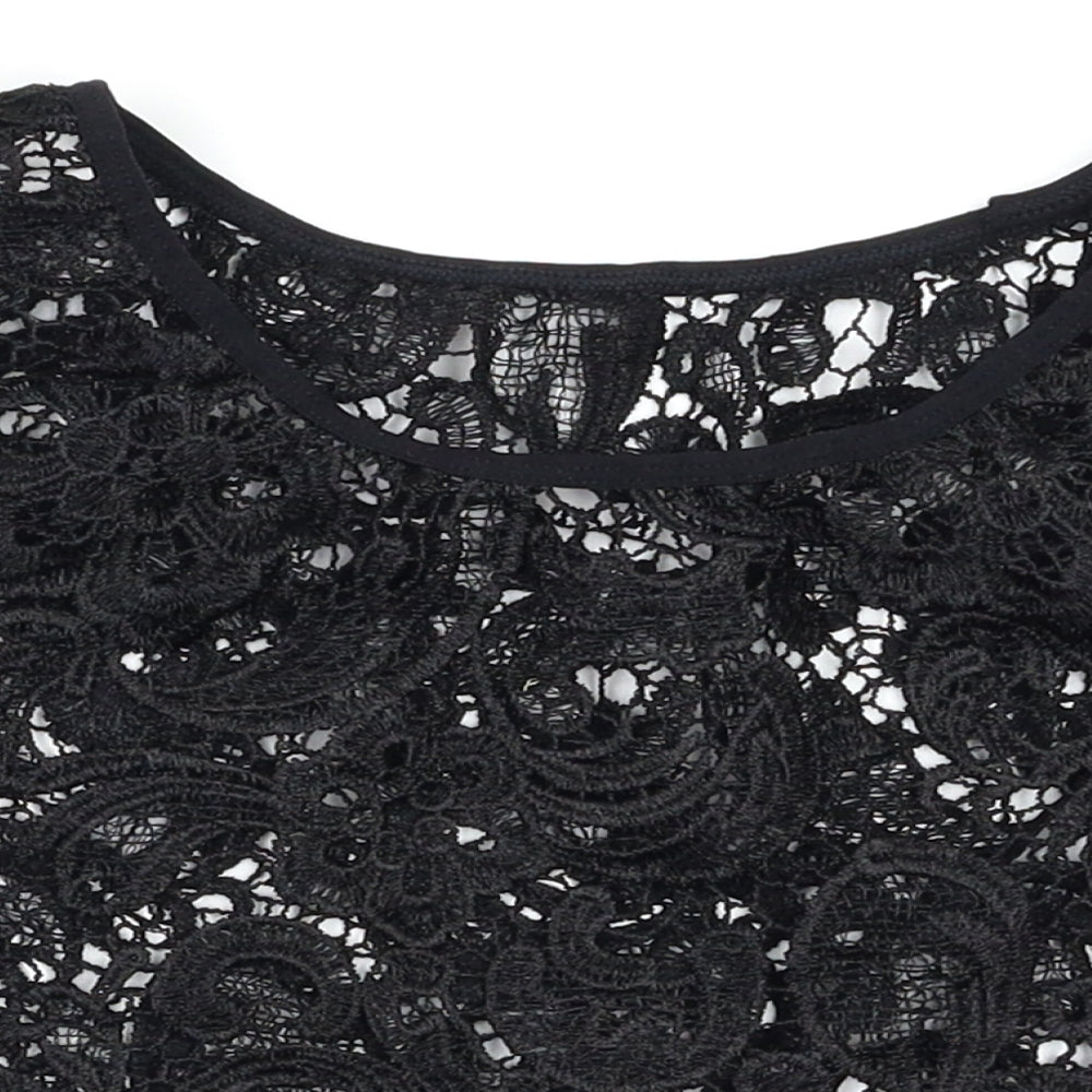 Womens UK Size S Preworn Black Cropped Tank