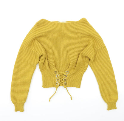 Candy Couture Womens Yellow   Henley Jumper Size S