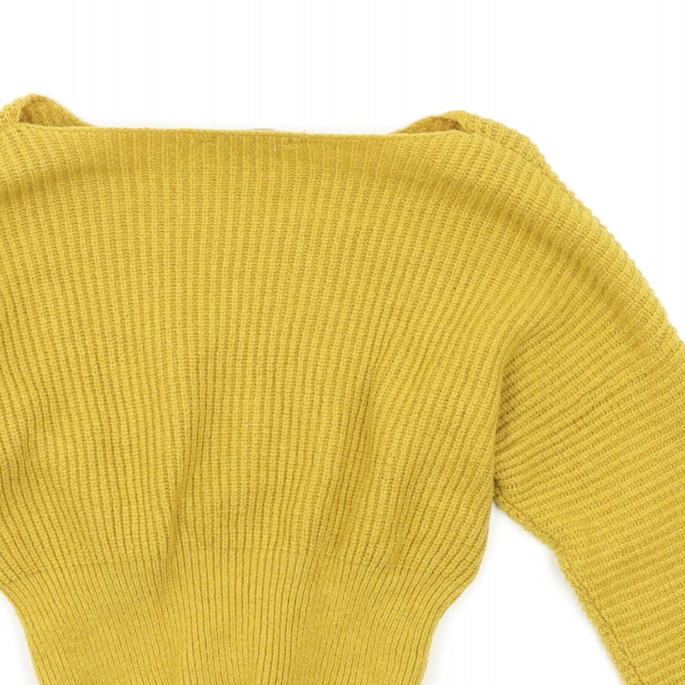 Candy Couture Womens Yellow   Henley Jumper Size S