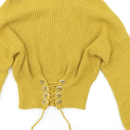 Candy Couture Womens Yellow   Henley Jumper Size S