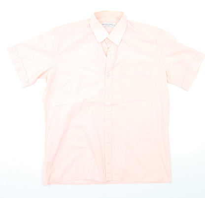 Mens UK Size L David Latimer Pink  Button-Up Short Sleeve Casual Shirt
