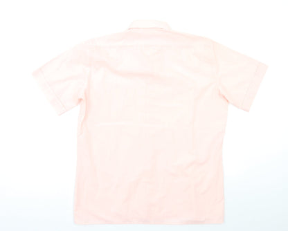 Mens UK Size L David Latimer Pink  Button-Up Short Sleeve Casual Shirt