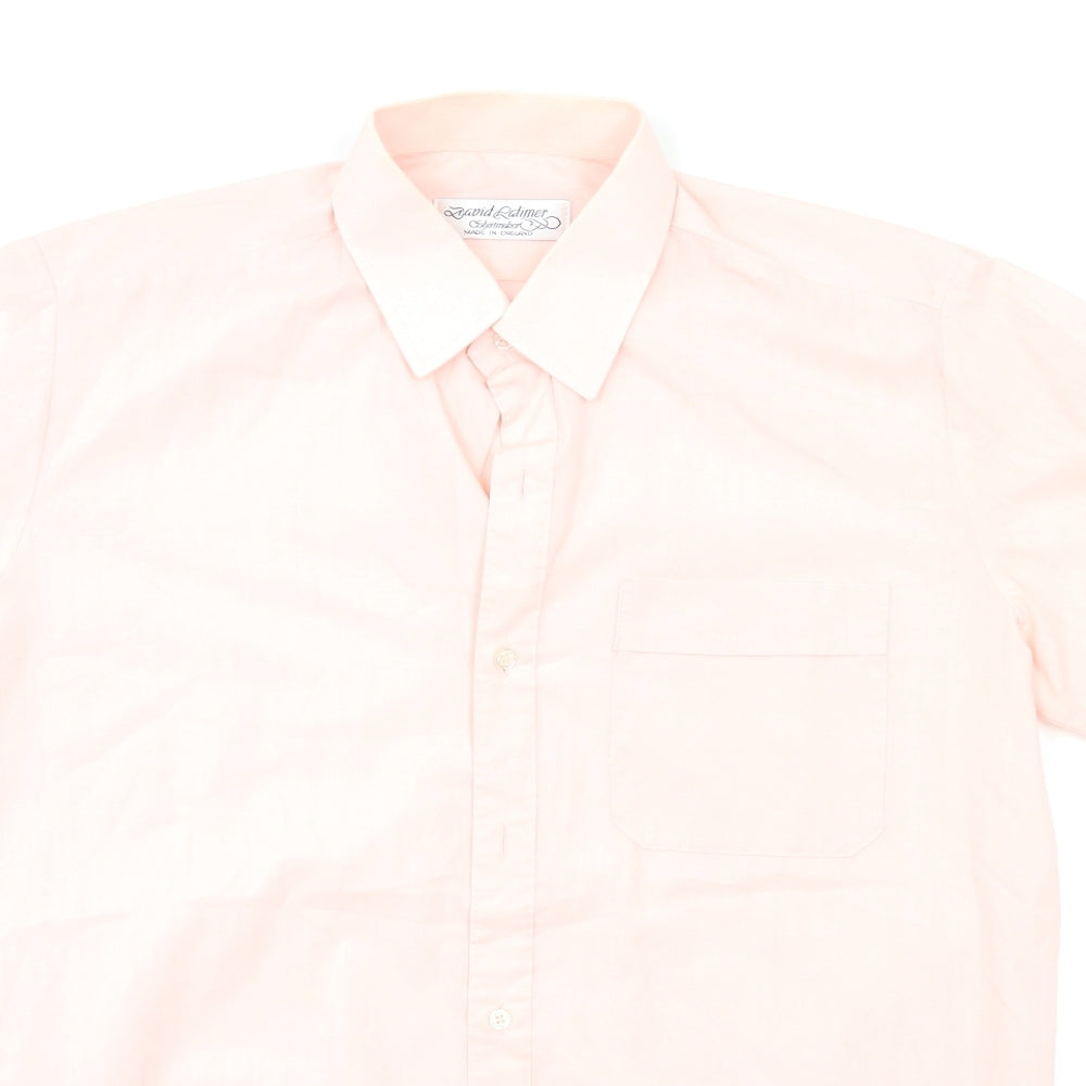 Mens UK Size L David Latimer Pink  Button-Up Short Sleeve Casual Shirt