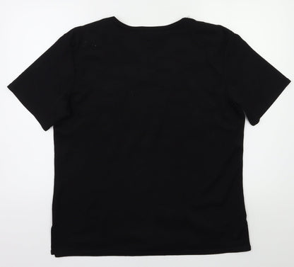 Bonita Womens Black Floral  Basic Blouse Size XL