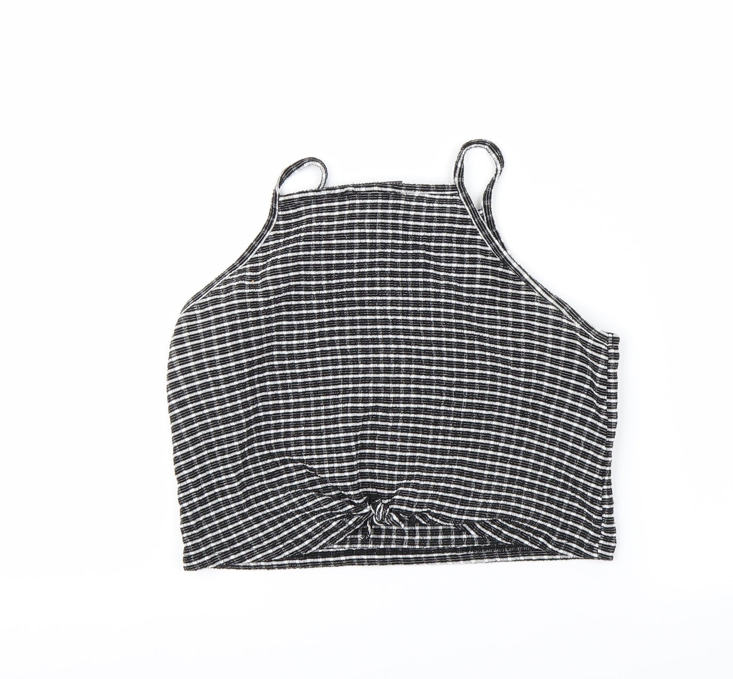 Primark Womens Black Houndstooth  Cropped Polo Size 10