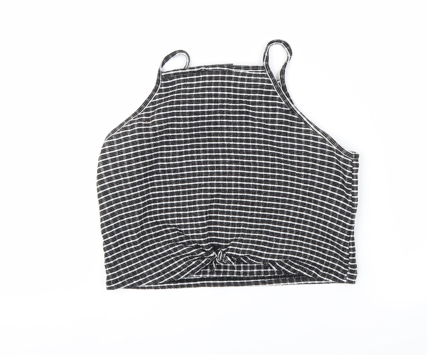 Primark Womens Black Houndstooth  Cropped Polo Size 10