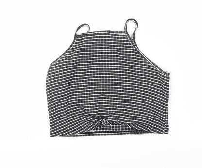 Primark Womens Black Houndstooth  Cropped Polo Size 10